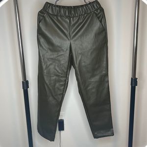 Leather high waist-pants